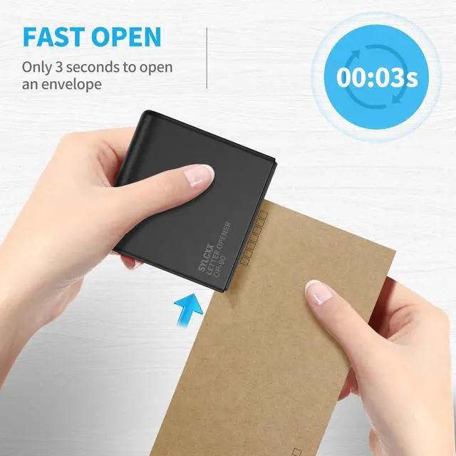 Alt view image 2 of 6 - Battery Operated Electric Letter Opener - 2PCS Letter Openers Envelope Slitter, Envelope Opener, Mail Opener, Universal Envelope Efficient Letter Opener Tool for Office, Home (Black)