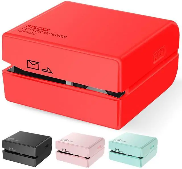 Main image of Battery Operated Electric Letter Opener - Letter Openers Envelope Slitter, Envelope Opener, Mail Opener, Universal Envelope Efficient Letter Opener Tool for Office, Home (Red)