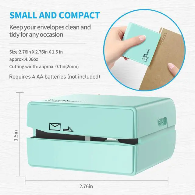 Alt view image 5 of 6 - Battery Operated Electric Letter Opener - Letter Openers Envelope Slitter, Envelope Opener, Mail Opener, Universal Envelope Efficient Letter Opener Tool for Office, Home (Mint Green)