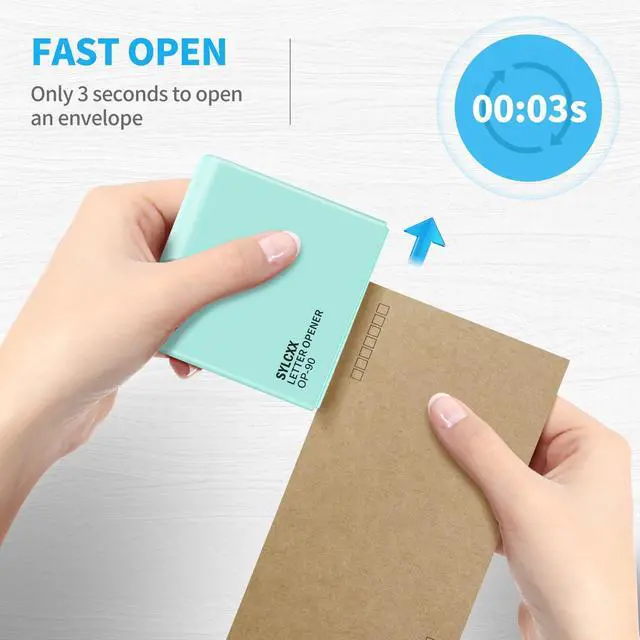 Alt view image 3 of 6 - Battery Operated Electric Letter Opener - Letter Openers Envelope Slitter, Envelope Opener, Mail Opener, Universal Envelope Efficient Letter Opener Tool for Office, Home (Mint Green)