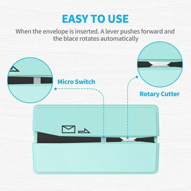 Alt view image 6 of 6 - Battery Operated Electric Letter Opener - Letter Openers Envelope Slitter, Envelope Opener, Mail Opener, Universal Envelope Efficient Letter Opener Tool for Office, Home (Mint Green)