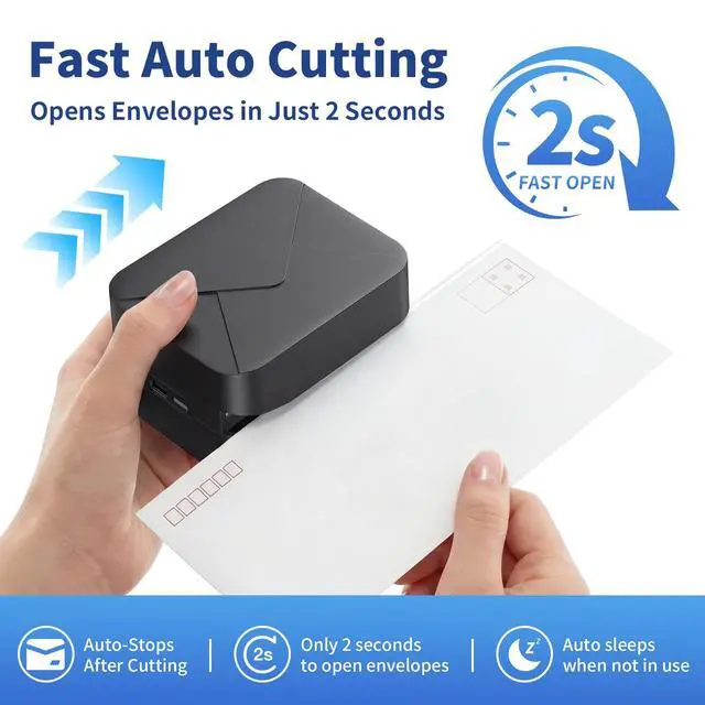 Alt view image 3 of 7 - Rechargeable Electric Letter Opener Mail Opener Letter Openers Envelope Slitter Automatic Letter Opener Portable & Safe Blade Design, Universal Envelope Efficient Tool for Office Home (Black)