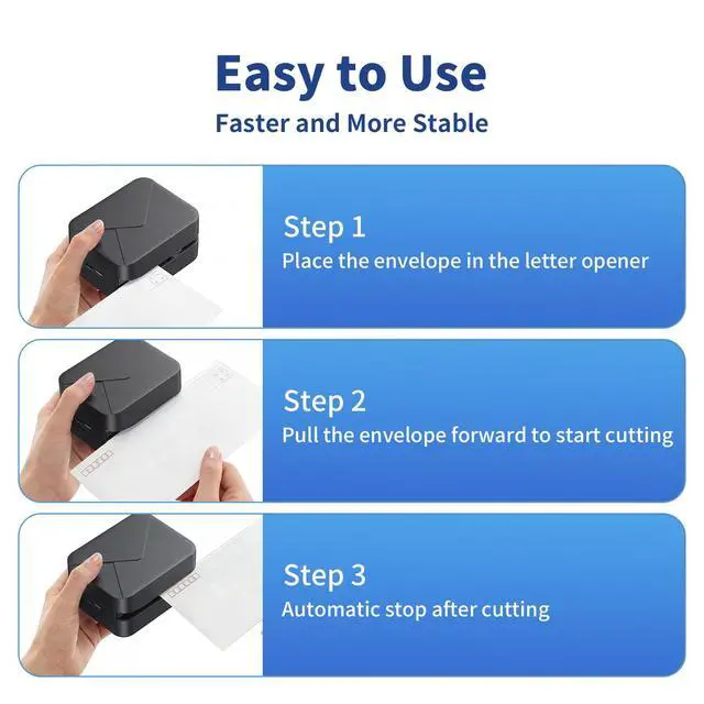 Alt view image 6 of 7 - Rechargeable Electric Letter Opener Mail Opener Letter Openers Envelope Slitter Automatic Letter Opener Portable & Safe Blade Design, Universal Envelope Efficient Tool for Office Home (Black)