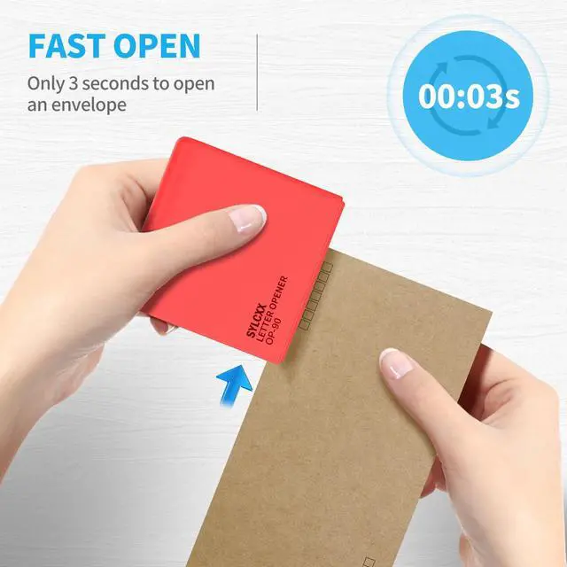 Alt view image 2 of 5 - Battery Operated Electric Letter Opener - Letter Openers Envelope Slitter, Envelope Opener, Mail Opener, Universal Envelope Efficient Letter Opener Tool for Office, Home (Red)