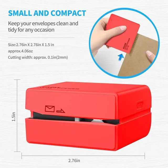 Alt view image 3 of 5 - Battery Operated Electric Letter Opener - Letter Openers Envelope Slitter, Envelope Opener, Mail Opener, Universal Envelope Efficient Letter Opener Tool for Office, Home (Red)