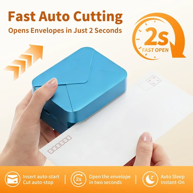Alt view image 3 of 7 - Electric Letter Opener for Office Mailroom & Home Desk,Rechargeable | Automatic Envelope Slitter with Safe Hidden Blade, 1500 Cuts per Charge, Portable Mail Opener , Elderly, No Battery Needed