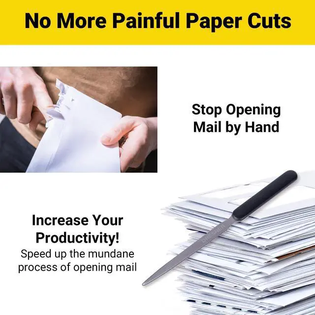 Alt view image 5 of 7 - 1 Lightweight Stainless Steel Letter Opener, 7.5 Inches Long and One-Piece Construction, Perfect Envelope, Mail and Letter Opener Envelope Slitter for the Home and Office.