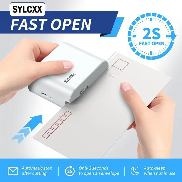 Alt view image 2 of 6 - Rechargeable Electric Letter Opener - Letter Openers Envelope Slitter, Electric Envelope Opener, Mail Opener, Universal Envelope Efficient Letter Opener Tool for Office, Home (White)