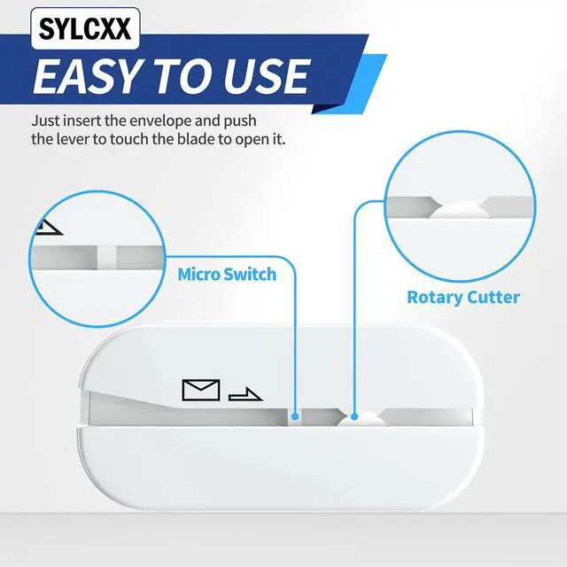 Alt view image 6 of 6 - Rechargeable Electric Letter Opener - Letter Openers Envelope Slitter, Electric Envelope Opener, Mail Opener, Universal Envelope Efficient Letter Opener Tool for Office, Home (White)