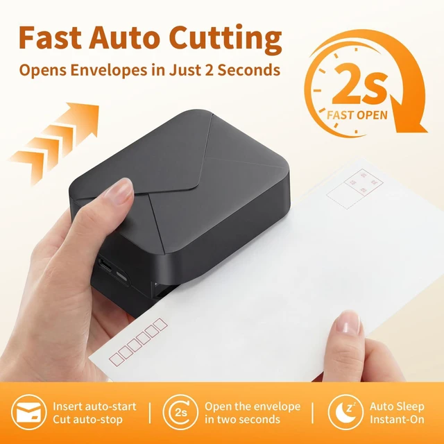 Alt view image 3 of 7 - Rechargeable Electric Letter Opener for Office Mailroom & Home Desk | Automatic Envelope Slitter with Safe Hidden Blade, 1500 Cuts per Charge, Portable Mail Opener , Elderly, No Battery Needed