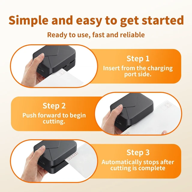 Alt view image 5 of 7 - Rechargeable Electric Letter Opener for Office Mailroom & Home Desk | Automatic Envelope Slitter with Safe Hidden Blade, 1500 Cuts per Charge, Portable Mail Opener , Elderly, No Battery Needed