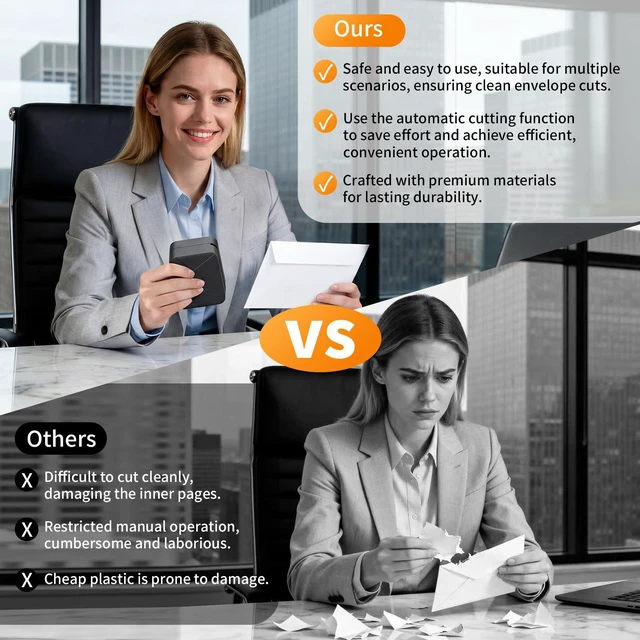 Alt view image 6 of 7 - Rechargeable Electric Letter Opener for Office Mailroom & Home Desk | Automatic Envelope Slitter with Safe Hidden Blade, 1500 Cuts per Charge, Portable Mail Opener , Elderly, No Battery Needed