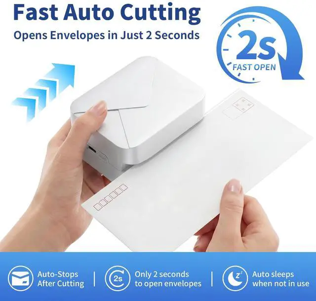 Alt view image 3 of 7 - Rechargeable Electric Letter Opener Mail Opener Letter Openers Envelope Slitter Automatic Letter Opener Portable & Safe Blade Design, Universal Envelope Efficient Tool for Office Home (White)