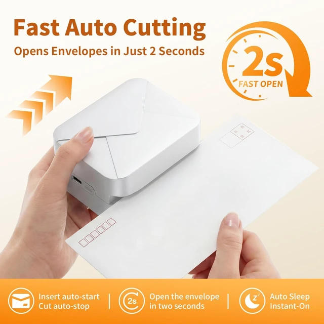 Alt view image 3 of 7 - Electric Letter Opener for Home Desk White | Electric Operation, Home & Desk Use, Letter Opening, Compact Design