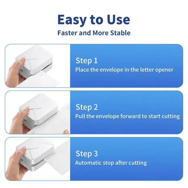 Alt view image 6 of 7 - Rechargeable Electric Letter Opener Mail Opener Letter Openers Envelope Slitter Automatic Letter Opener Portable & Safe Blade Design, Universal Envelope Efficient Tool for Office Home (White)