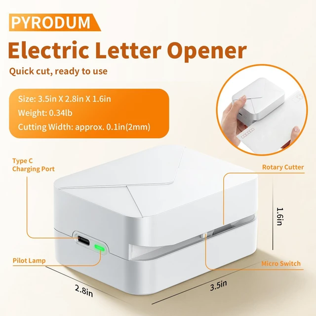 Alt view image 5 of 7 - Electric Letter Opener for Home Desk White | Electric Operation, Home & Desk Use, Letter Opening, Compact Design