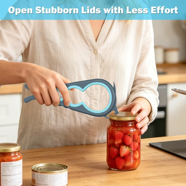 Alt view image 5 of 7 - Jar Opener for Weak Hands, Seniors, Arthritis (Blue&Grey) | 3-Pieces Jar and Bottle Opener Set, 6-in-1 Multifunctional Jar Lid Opener Bottle Opener, Non-Slip Jar Opener Gripper Pad