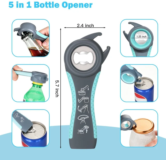 Alt view image 3 of 7 - Jar Opener for Weak Hands, Seniors, Arthritis (Blue&Grey) | 3-Pieces Jar and Bottle Opener Set, 6-in-1 Multifunctional Jar Lid Opener Bottle Opener, Non-Slip Jar Opener Gripper Pad