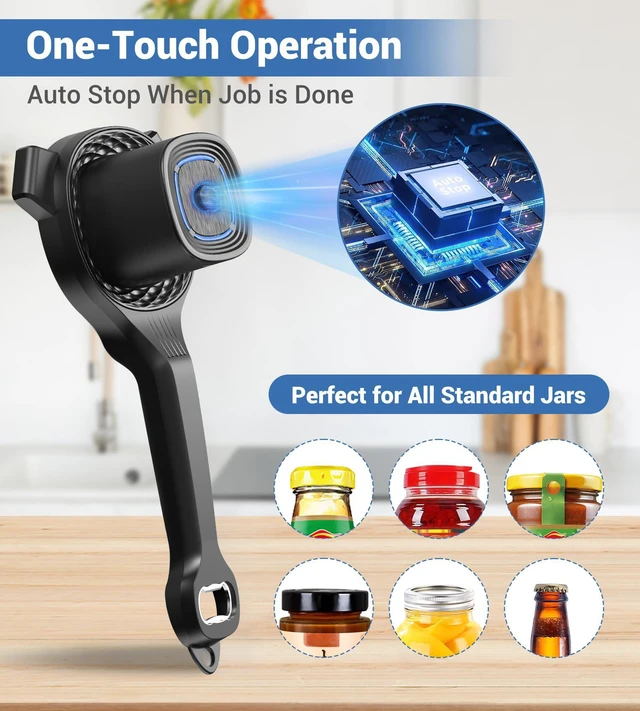 Alt view image 3 of 7 - Electric Jar Opener for Seniors with Power-Clamp Technology, 2-in-1 Patent Automatic Jar & Bottle Opener Rechargeable 800mAh Hands-Free Opener with Bonus Anti-Slip Gripper Pad for Beer, Dressing, Jar
