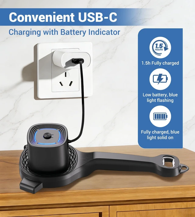 Alt view image 6 of 7 - Electric Jar Opener for Seniors with Power-Clamp Technology, 2-in-1 Patent Automatic Jar & Bottle Opener Rechargeable 800mAh Hands-Free Opener with Bonus Anti-Slip Gripper Pad for Beer, Dressing, Jar