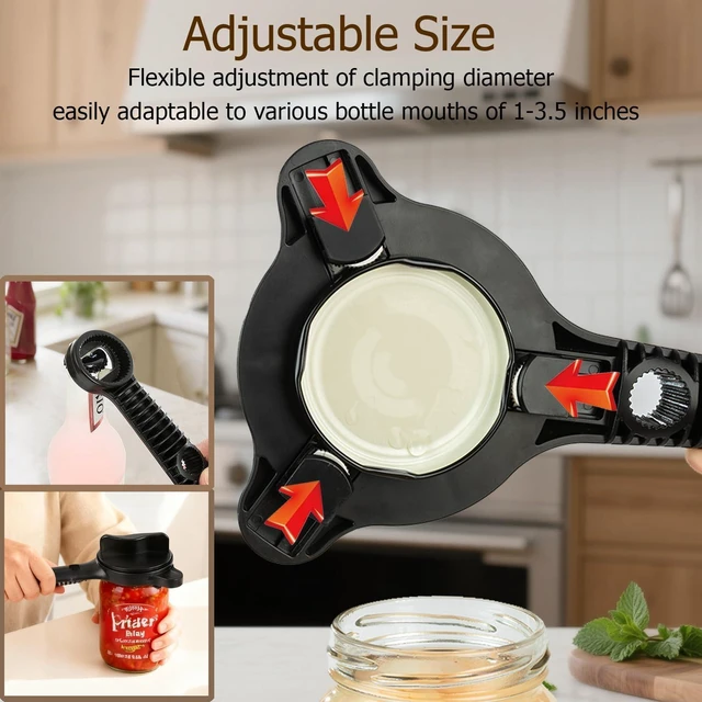Alt view image 6 of 7 - 4-in-1 Jar Opener, Adjustable Jar Opener for Seniors | Kitchen Tool Designed Specifically for Seniors and Those with Limited Physical Strength, Suitable for Beer, Jar