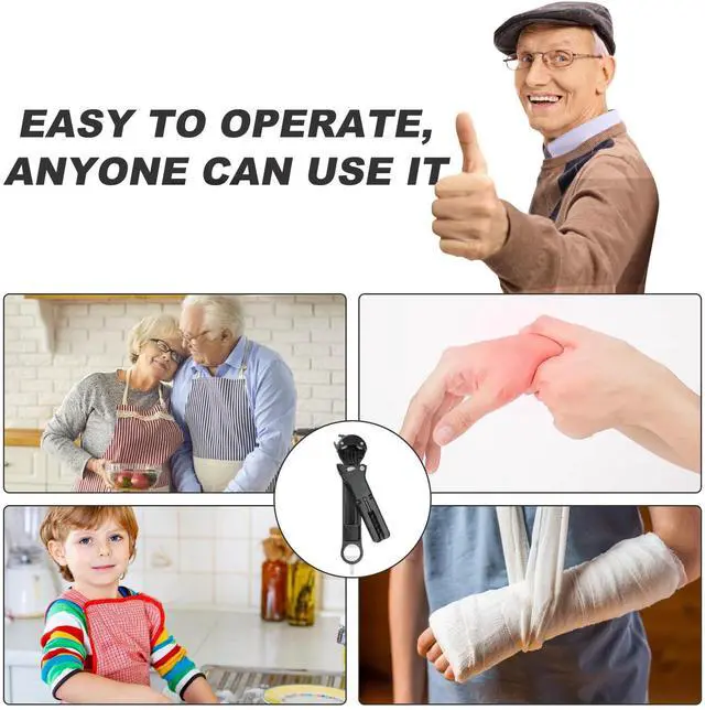 Alt view image 6 of 7 - Jar Opener for Seniors with Arthritis, 7 in 1 Bottle Opener and Wine Corkscrew, Easy Grip Kitchen Gadget for Weak Hands Elderly, Retractable Jaw Lid Opener with Magnetic Storage (Black)
