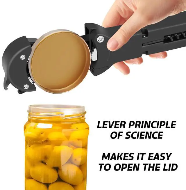 Alt view image 7 of 7 - Jar Opener for Seniors with Arthritis, 7 in 1 Bottle Opener and Wine Corkscrew, Easy Grip Kitchen Gadget for Weak Hands Elderly, Retractable Jaw Lid Opener with Magnetic Storage (Black)