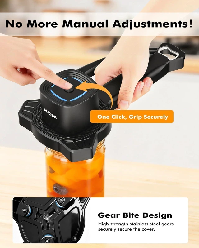 Alt view image 3 of 7 - Electric Jar Opener with Gripper Pad, Auto-Tighten & Manual Twist | 2-in-1 Rechargeable Jar Lid Opener & Bottle Opener for Seniors, Arthritis Sufferers, Weak Hands
