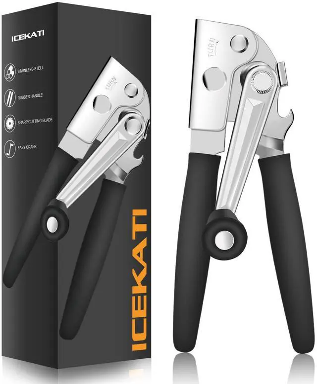 Main image of Commercial Can Opener, Can Opener Manual Heavy Duty Easy for Big Cans with Magnet, Folding Hand Crank With Comfortable Long Handles