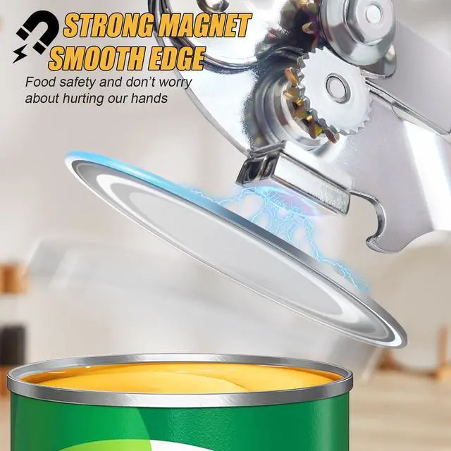 Alt view image 3 of 6 - Commercial Can Opener, Can Opener Manual Heavy Duty Easy for Big Cans with Magnet, Folding Hand Crank With Comfortable Long Handles