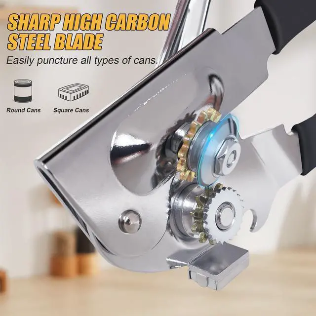 Alt view image 2 of 6 - Commercial Can Opener, Can Opener Manual Heavy Duty Easy for Big Cans with Magnet, Folding Hand Crank With Comfortable Long Handles