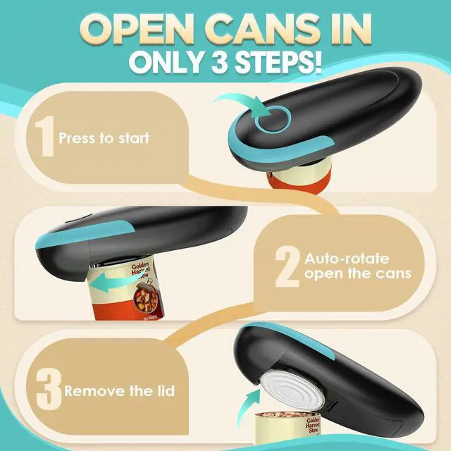 Alt view image 5 of 7 - 2026 Electric Can Opener, One Touch Automatic Can Opener for Weak Hands & Seniors with Arthritis, Food Safe and Smooth Edge Battery Operated Can Openers for Kitchen Fits All Cans Kitchen Gadget