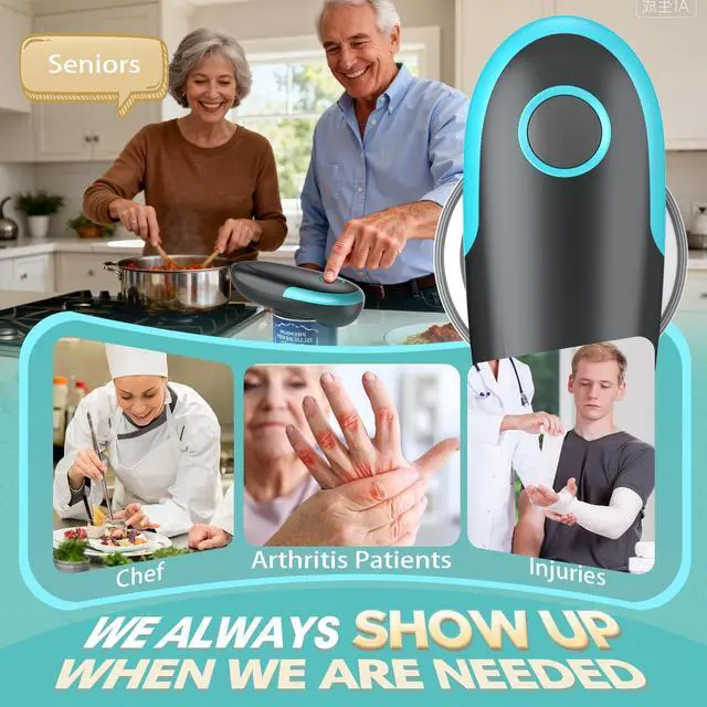 Alt view image 7 of 7 - 2026 Electric Can Opener, One Touch Automatic Can Opener for Weak Hands & Seniors with Arthritis, Food Safe and Smooth Edge Battery Operated Can Openers for Kitchen Fits All Cans Kitchen Gadget