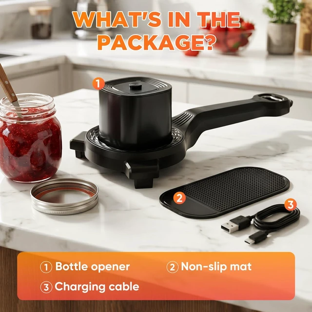 Alt view image 3 of 7 - Electric Jar Opener, Bottle Opener whith Automatic locking | Jar opener with Gripper Pad, Multifunctional for Seniors &Weak Hands & Kids, Gift for Mother
