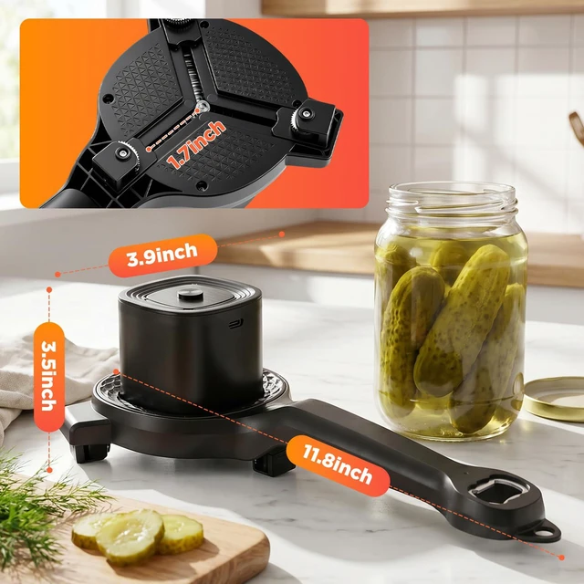 Alt view image 2 of 7 - Electric Jar Opener, Bottle Opener whith Automatic locking | Jar opener with Gripper Pad, Multifunctional for Seniors &Weak Hands & Kids, Gift for Mother