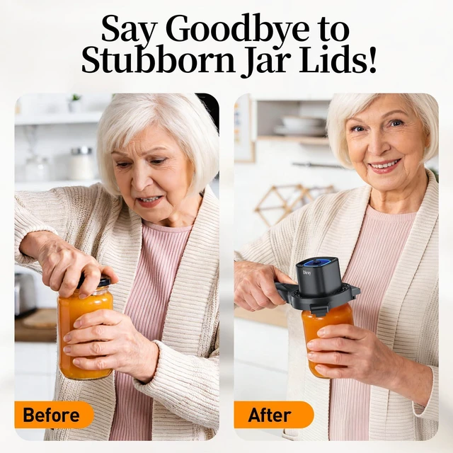 Alt view image 3 of 7 - 2-in-1 Electric Jar & Bottle Opener, Power-Clamp Auto Lock & Manual Twist, Smooth Mechanical Feel, Durable Tool for Arthritis Sufferers & Elderly, Free Anti-Slip Gripper Pad