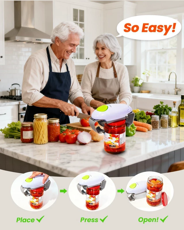 Alt view image 2 of 6 - Electric Jar Opener for Arthritis Hands, Automatic Glass Jar Opener for Seniors, Bottle Opener for Weak Hands RA Suffers, Powerful Kitchen Gaget Suitable for Different Sizes of Jars