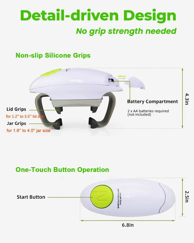 Alt view image 5 of 6 - Electric Jar Opener for Arthritis Hands, Automatic Glass Jar Opener for Seniors, Bottle Opener for Weak Hands RA Suffers, Powerful Kitchen Gaget Suitable for Different Sizes of Jars