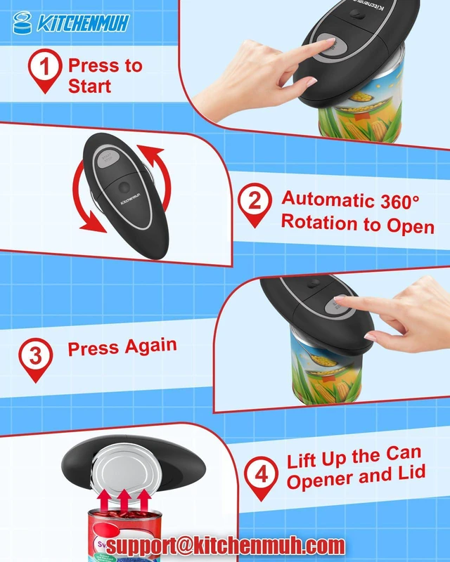 Alt view image 2 of 7 - One Touch Electric Can Opener Fits All Can Sizes for Seniors with Arthritis, Battery Operated Can Opener with Smooth Edge, Food Safe Kitchen Gadgets Automatic Can Opener for Kitchen