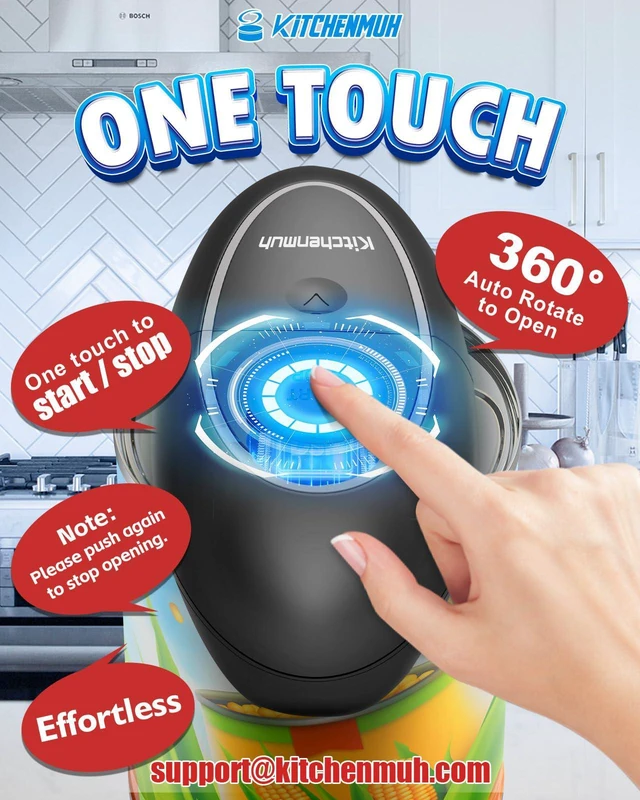 Alt view image 3 of 7 - One Touch Electric Can Opener Fits All Can Sizes for Seniors with Arthritis, Battery Operated Can Opener with Smooth Edge, Food Safe Kitchen Gadgets Automatic Can Opener for Kitchen