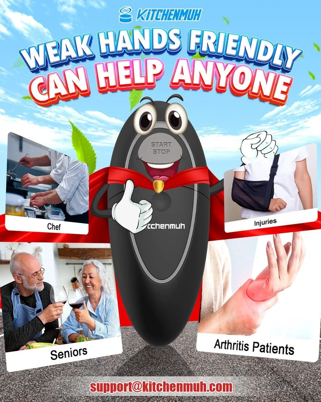 Alt view image 7 of 7 - One Touch Electric Can Opener Fits All Can Sizes for Seniors with Arthritis, Battery Operated Can Opener with Smooth Edge, Food Safe Kitchen Gadgets Automatic Can Opener for Kitchen