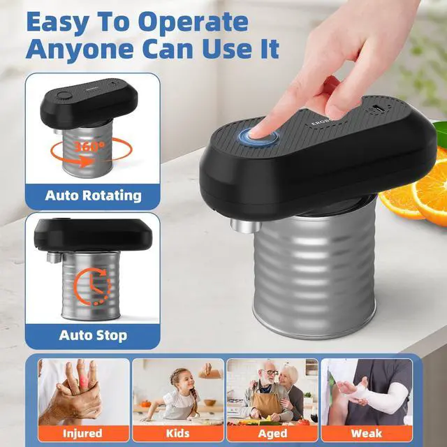 Alt view image 5 of 7 - Electric Can Opener, Rechargeable Can Openers for Seniors & Arthritis, One-Touch Automatic Can Opener, Hands-Free, Smooth Edge, Compact, Kitchen Gadgets