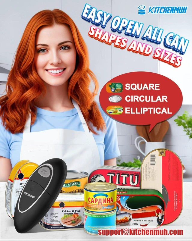 Alt view image 4 of 7 - One Touch Electric Can Opener Fits All Can Sizes for Seniors with Arthritis, Battery Operated Can Opener with Smooth Edge, Food Safe Kitchen Gadgets Automatic Can Opener for Kitchen
