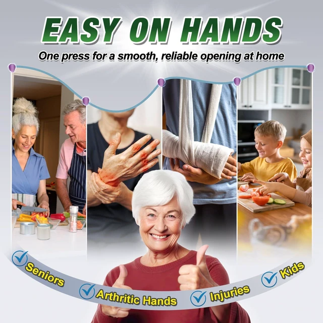 Alt view image 4 of 7 - Electric Can Opener, One Press Start/Stop, Automatic Can Opener with Smooth Edge, Hands Free, Battery Powered, Electric Can Openers for kitchen, Can Openers for Seniors with Arthritis, black
