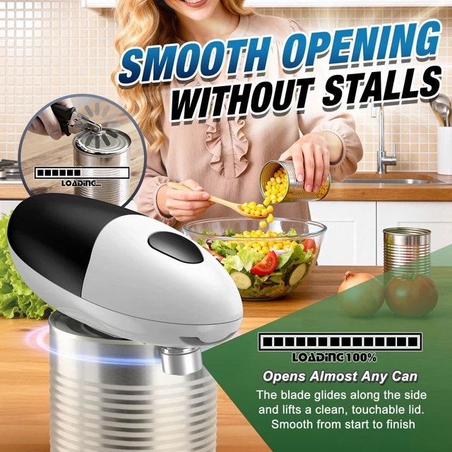 Alt view image 5 of 7 - Electric Can Opener, One Press Start/Stop, Automatic Can Opener with Smooth Edge, Hands Free, Battery Powered, Electric Can Openers for kitchen, Can Openers for Seniors with Arthritis, black