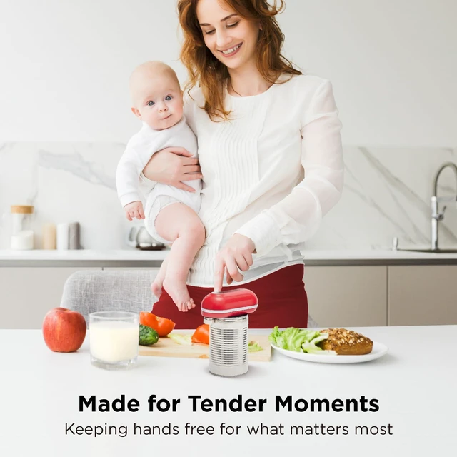 Alt view image 6 of 6 - Mini Plus Rechargeable Electric Can Opener, Red | USB-C Charging, Hands-Free Auto Stop, Cordless Smooth Edge, Compact for Travel, Perfect for Seniors with Arthritis