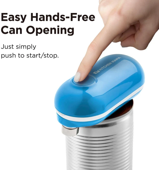 Alt view image 2 of 6 - Mini Electric Can Opener, Blue | Smooth Edge, One Press Opens, Ultra-Compact Portable, Hands-Free Cordless, Battery Operated