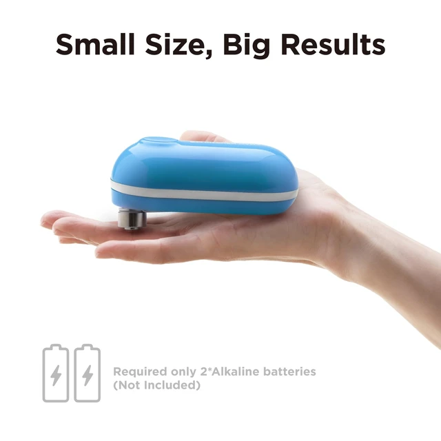 Alt view image 3 of 6 - Mini Electric Can Opener, Blue | Smooth Edge, One Press Opens, Ultra-Compact Portable, Hands-Free Cordless, Battery Operated