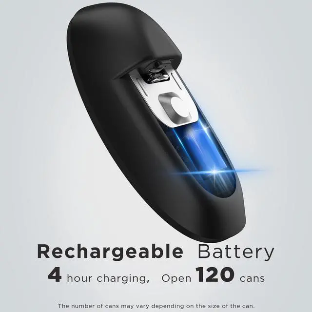 Alt view image 3 of 7 - Ultrablade PRO Auto Stop Can Opener - Rechargeable Electric Can Opener for Kitchen for Seniors with Arthritis - One Touch Side Cut Opener, Smooth Edge, Handfree, Wall Mounted Small Size, Black