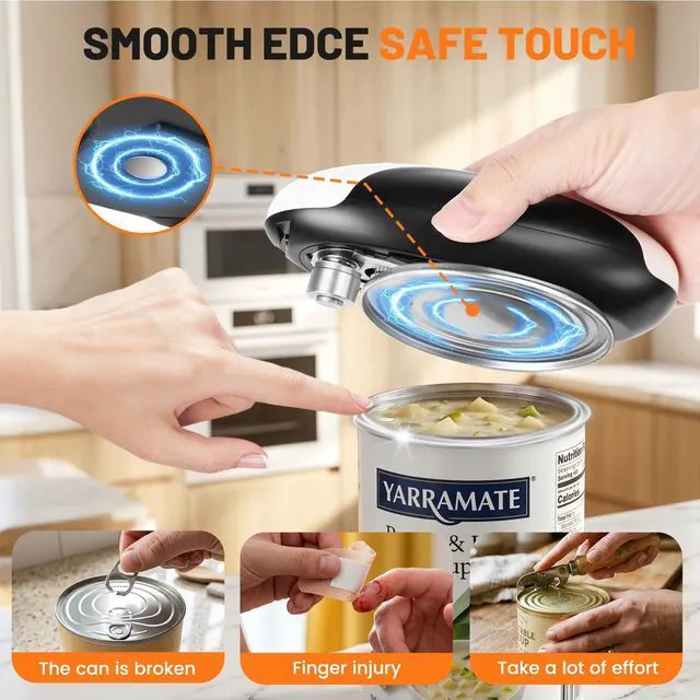 Alt view image 3 of 7 - Electric Can Opener, USB-C Rechargeable One Touch Hands Free Automatic Can Openers for Most Can Sizes Smooth Edge, Safe and Easy to Use for Seniors, Arthritis Sufferers, Kitchen and Camping